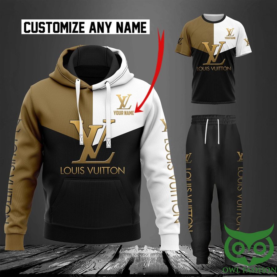 Customized Luxury Louis Vuitton White Black Brown 3D Shirt and Pants