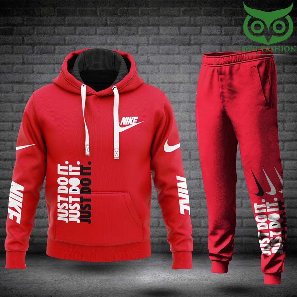 Nike Just do it full red hoodies and sweatpants combo