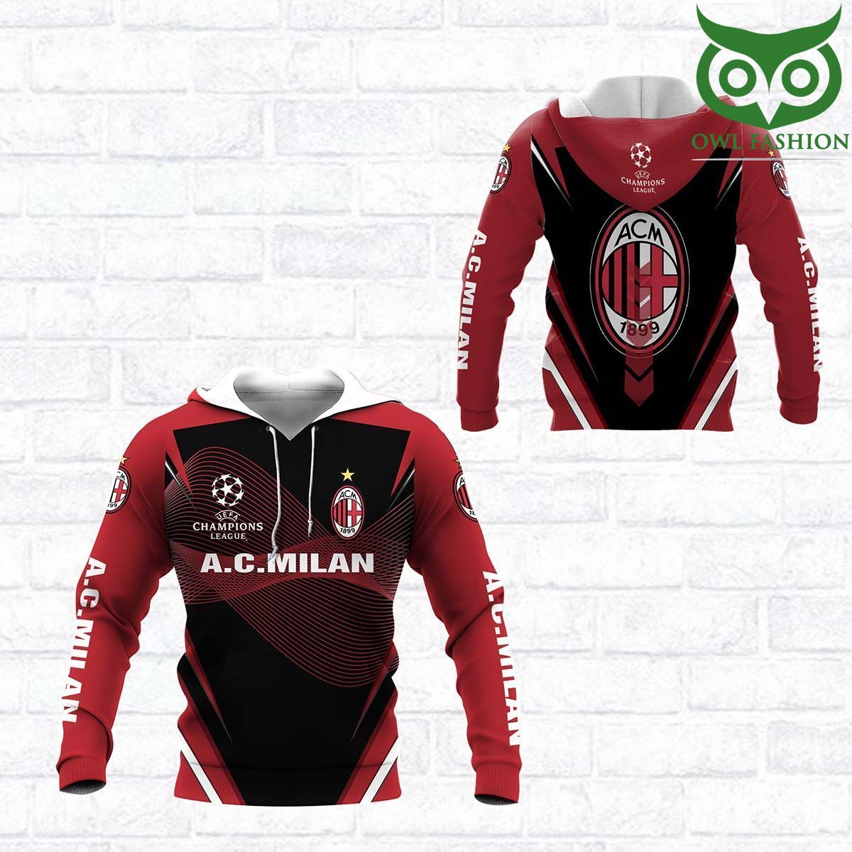 AC Milan red color design 3D All Over Printed Shirts 