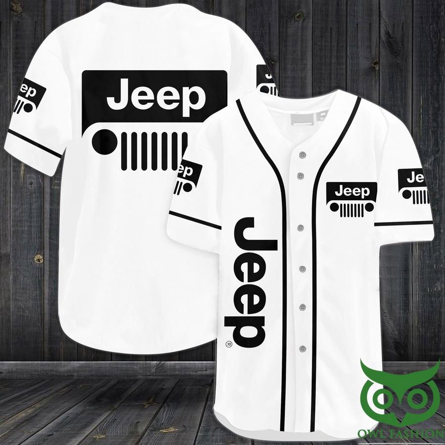 JEEP White and Black Baseball Jersey Shirt