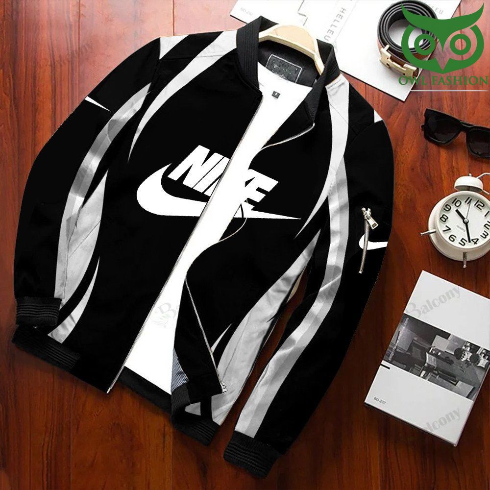 Nike black and white lines zipped 3D Bomber jacket