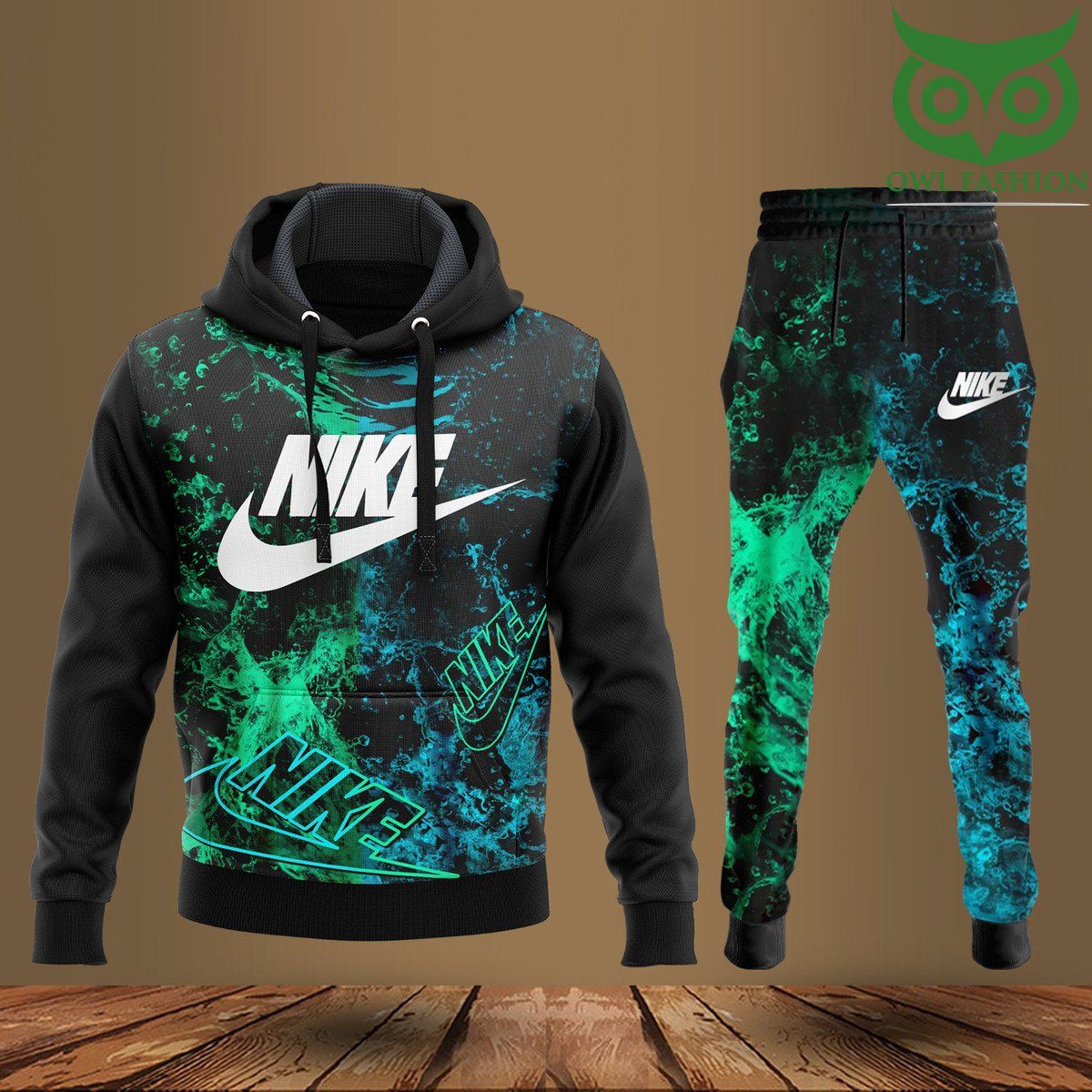 22 Nike green and blue galaxy hoodies and sweatpants