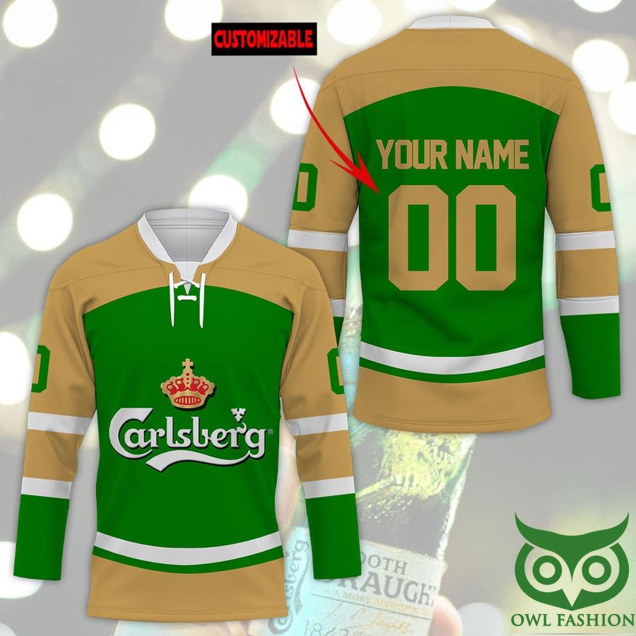 Custom Name Number Carlsberg Beer Hockey Jersey