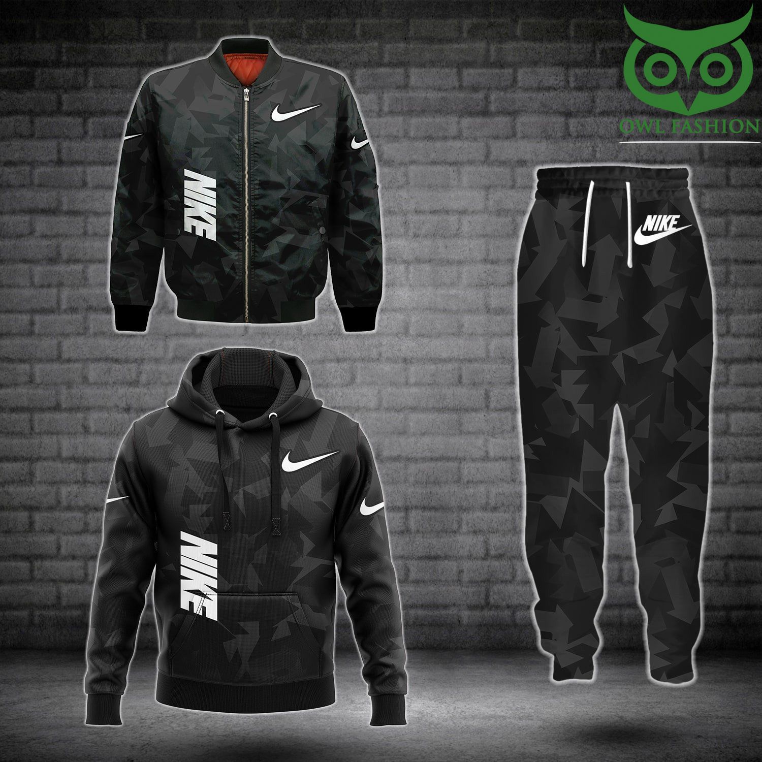Nike black hidden bermuda bomber jacket hoodie and pants combo