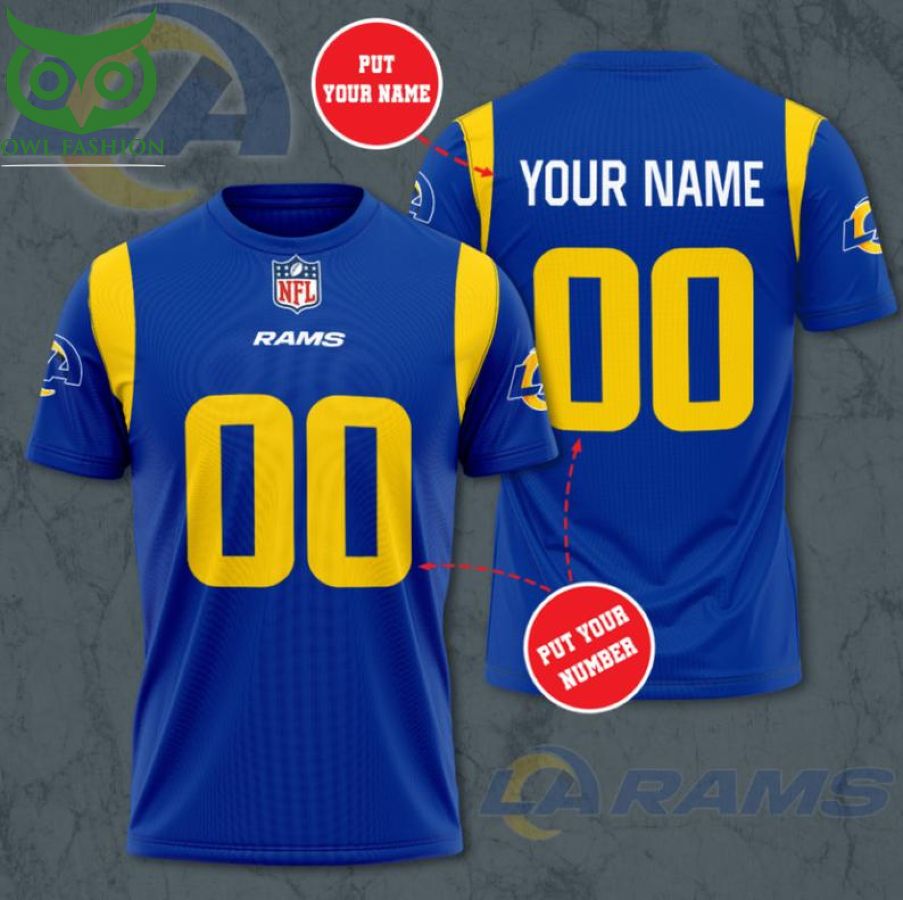 Custom Name Number NFL LOS ANGELES RAMS 3D T-shirt