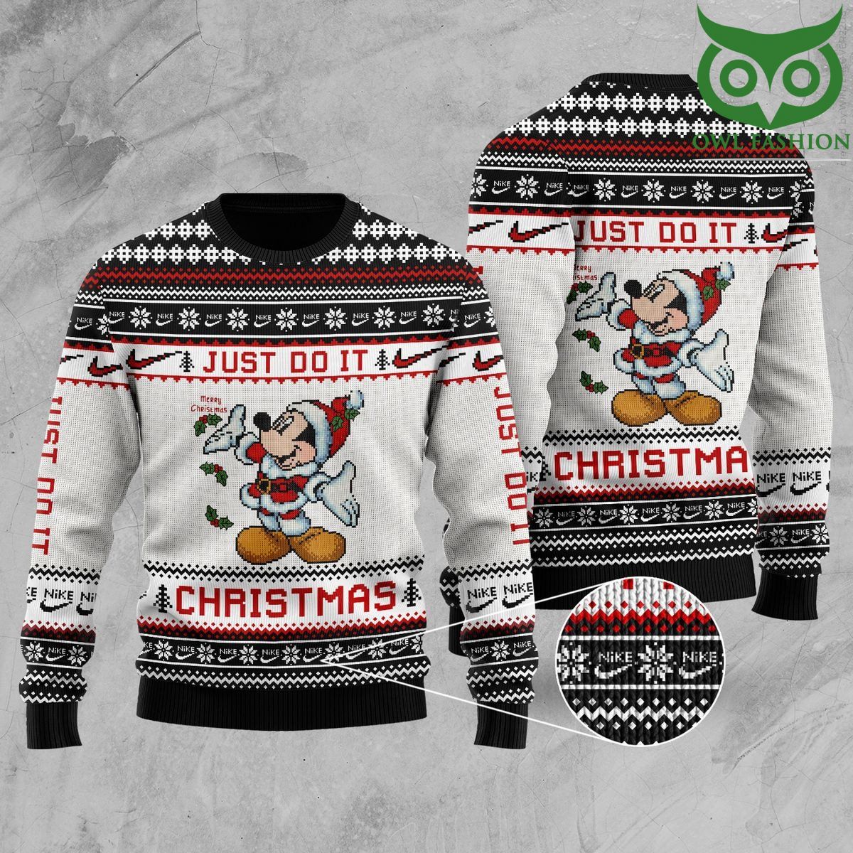 Nike Just do it Mickey mouse white Christmas ugly sweater