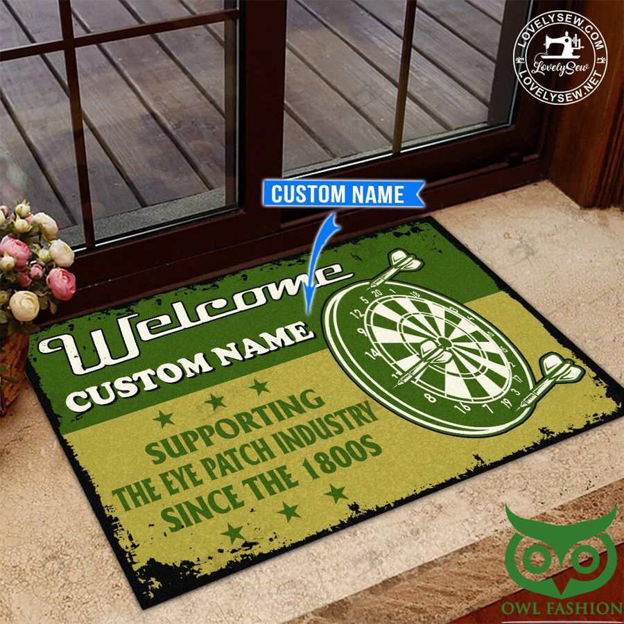 Customized Darts Welcome Green and Yellow Doormat