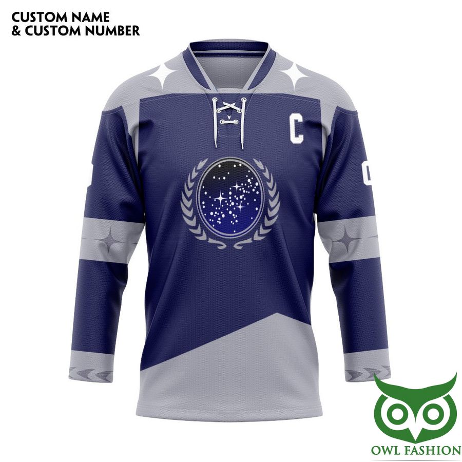 3D Star Trek United Federation Of Planets Hockey Team Custom Name Number Hockey Jersey