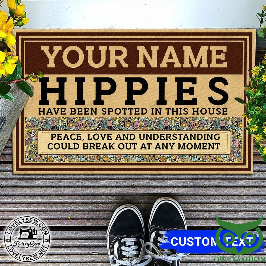 Customized Hippies Spotted In This House Brown Doormat