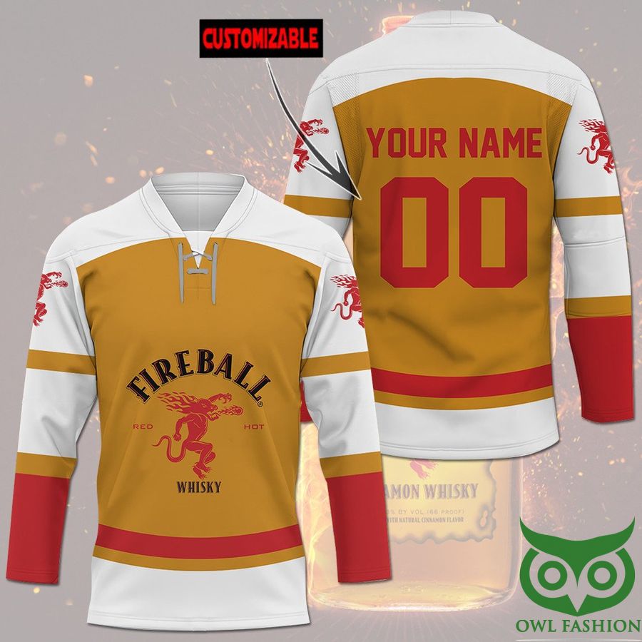 20 Fireball Whiskey Custom Name Number Hockey Jersey