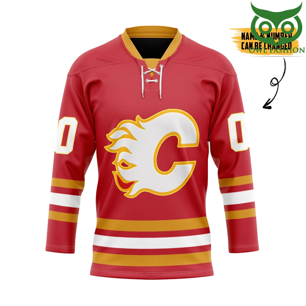 185 3D Calgary Flames NHL Custom Name Number Hockey Jersey