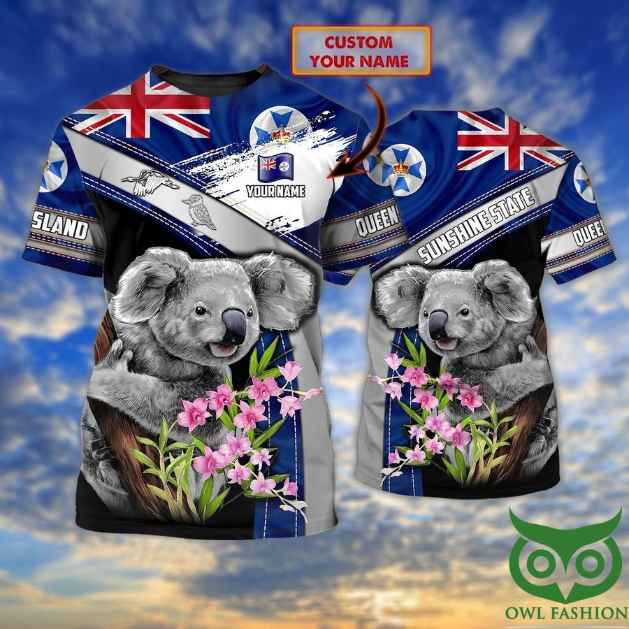 Queensland Sunshine State Koala t shirt Custom Name