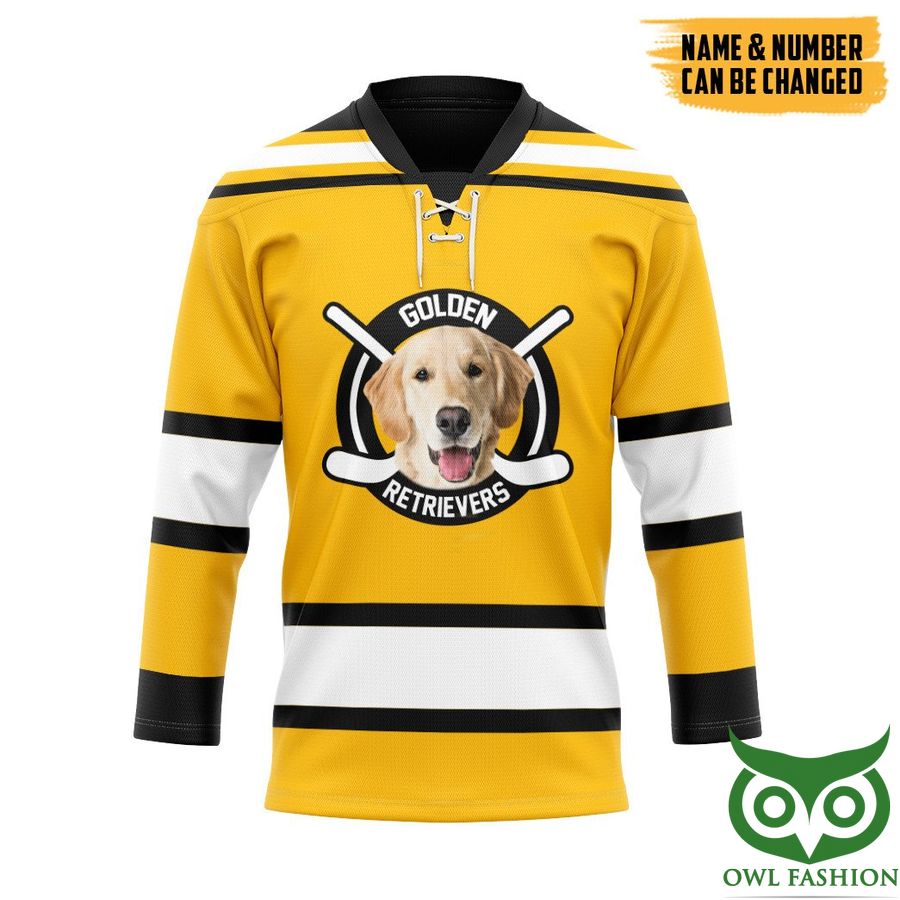 3D Golden Retrievers Dog Custom Name Number Hockey Jersey