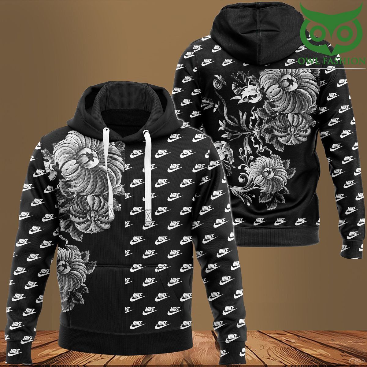 Nike Chamomile flower black 3D hoodie