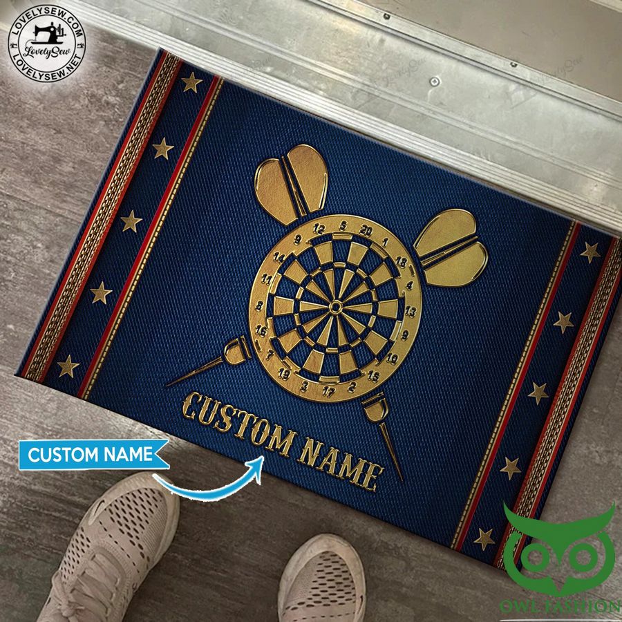 Customized Darts Yellow and Dark Blue Star Doormat