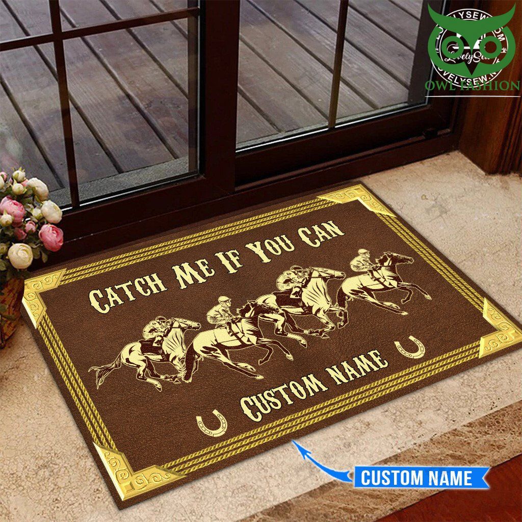 Horse Racing catch me if you can Personalized Doormat 