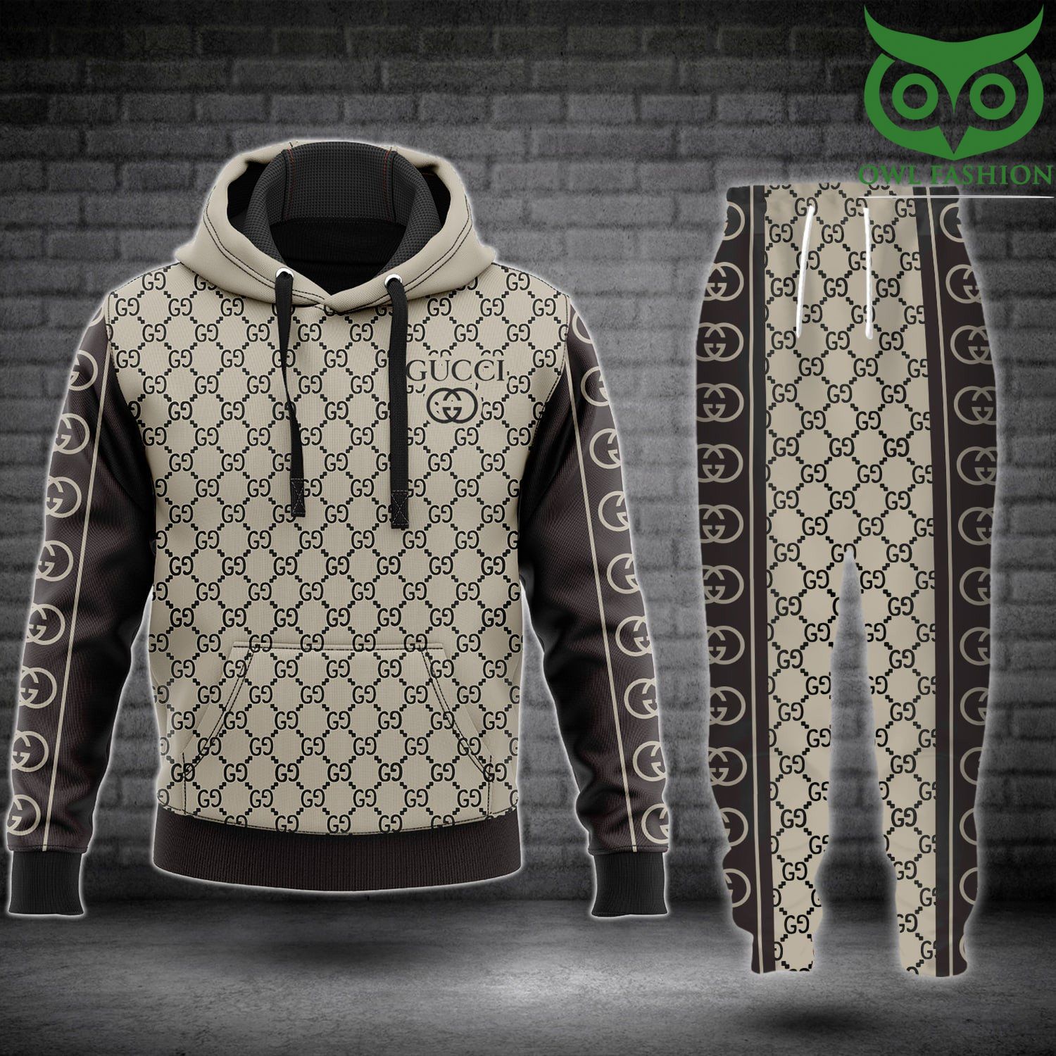 LUXURY Gucci grey and white hoodie and pants set