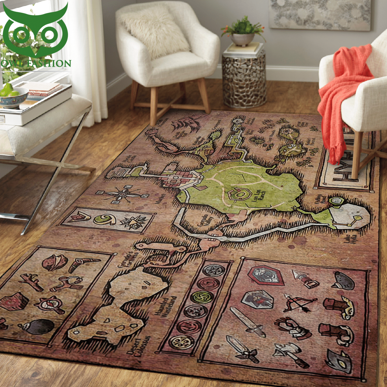 Legend of Zelda Hyrule Map Carpet Rug