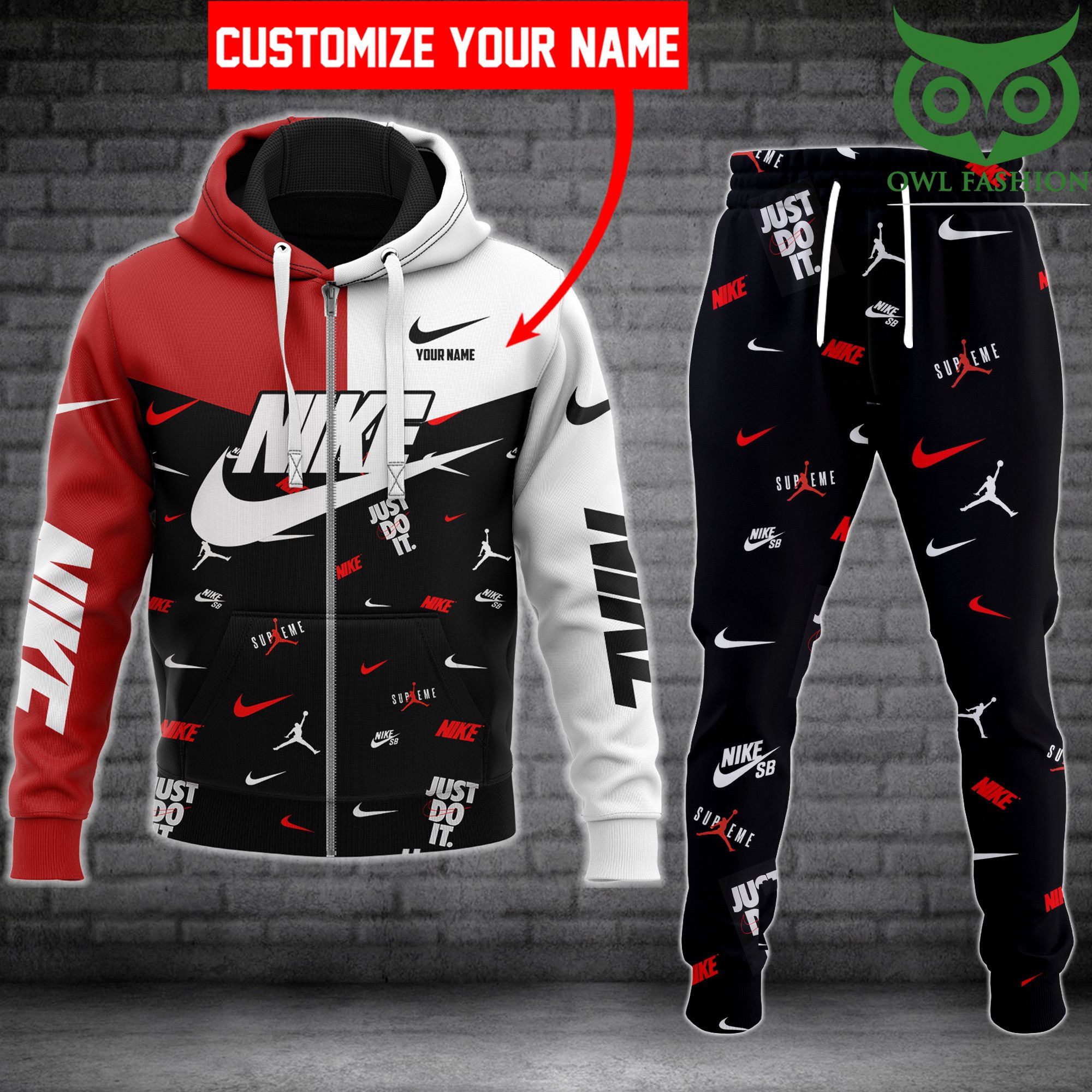 28 Nike Red Jordan personalized hoodies and sweatpants