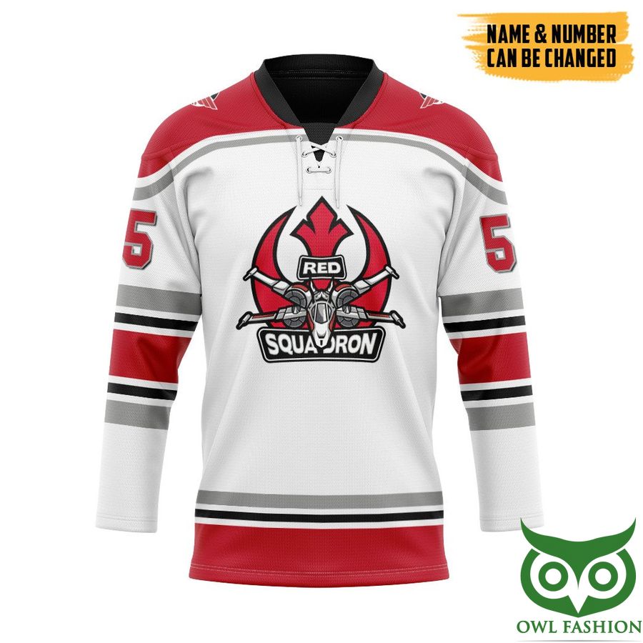 7 3D Red Squadron Skywalker Custom Name Number Hockey Jersey
