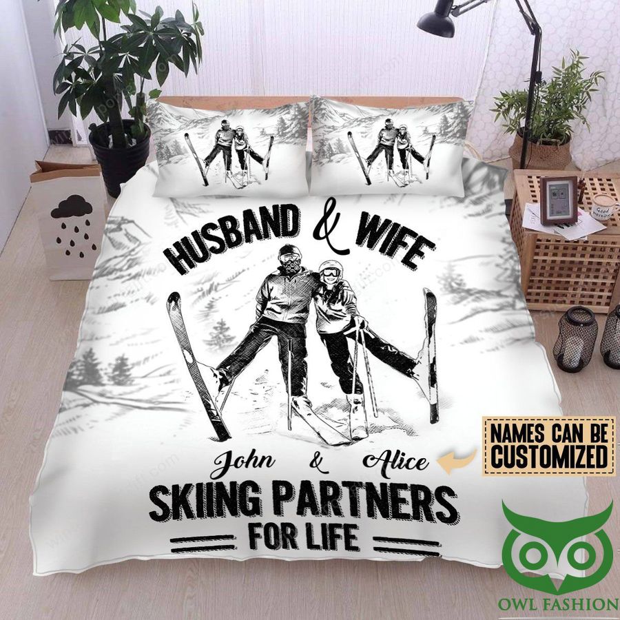 Personalized Husband and Wife Skiing Partners for life Bedding Set