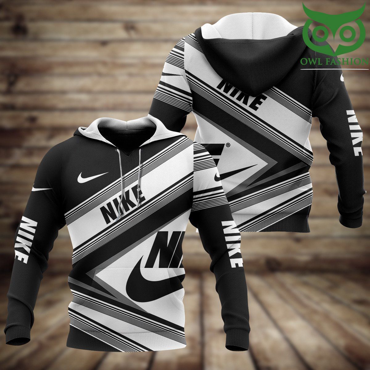 Nike black and white lines 3D Printed Hoodies