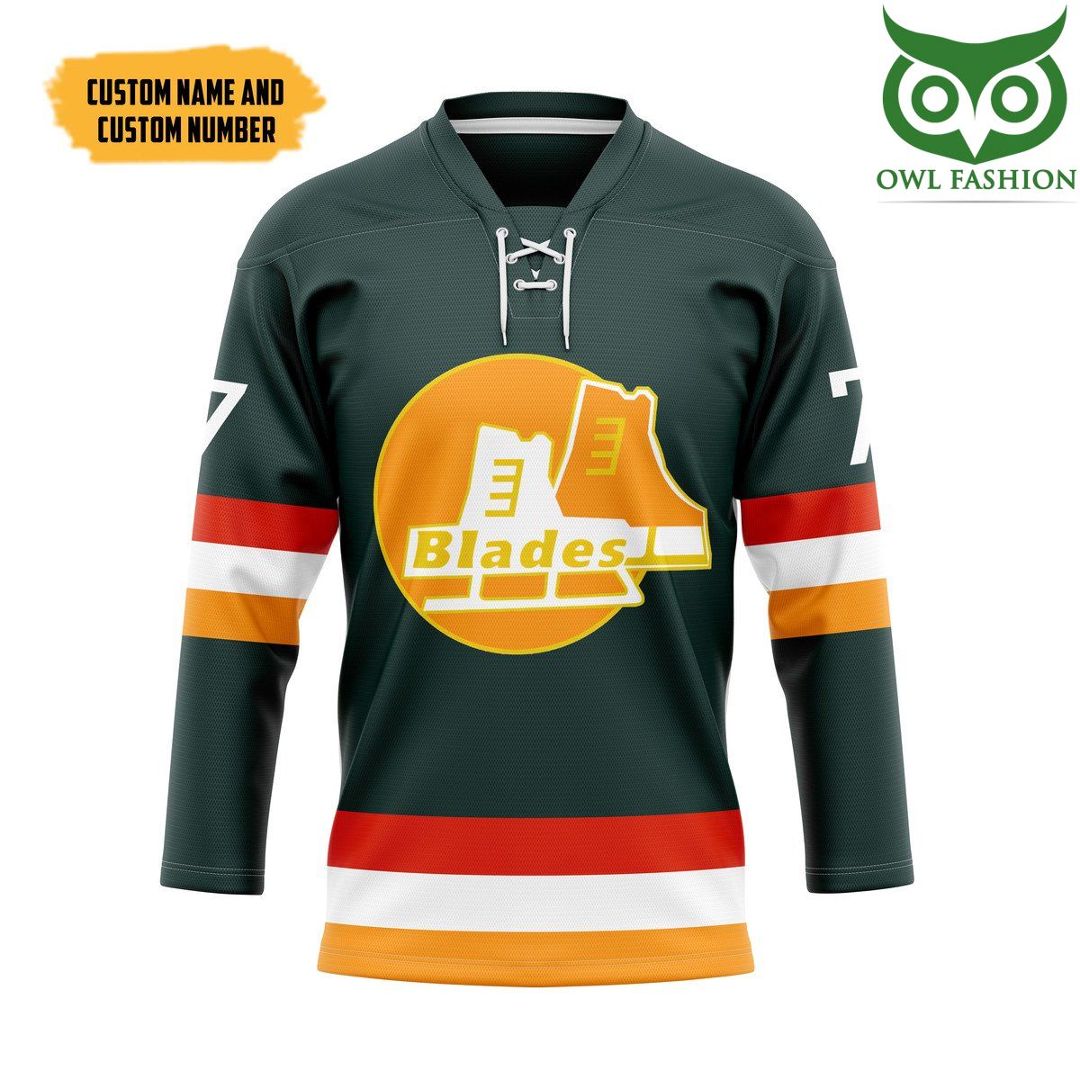 3D SS Broom County Blades Custom Name Number Hockey Jersey