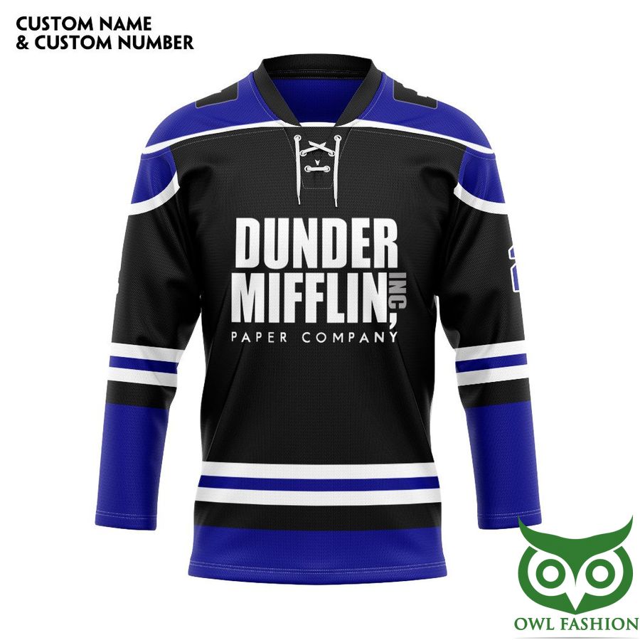 3D The Office Dunder Mifflin Black Custom Name Number Hockey Jersey
