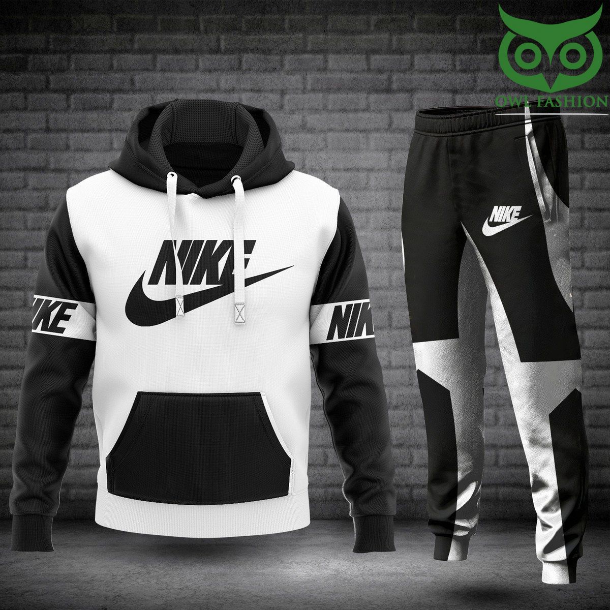 Nike white with black lines Hoodies and sweatpants