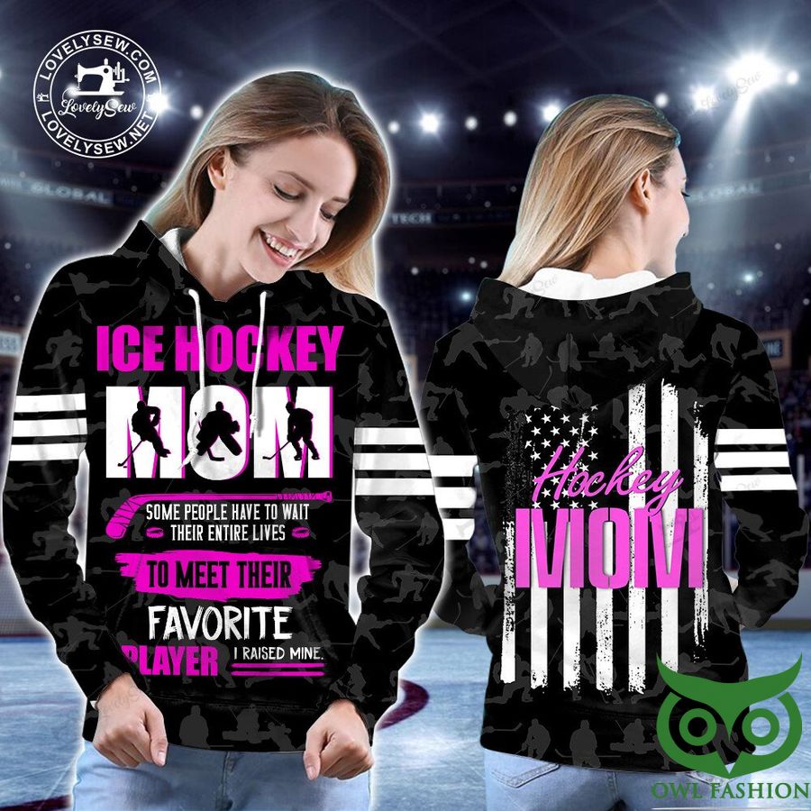 242 Ice Hockey Mom Black and Pink and White 3D Shirt