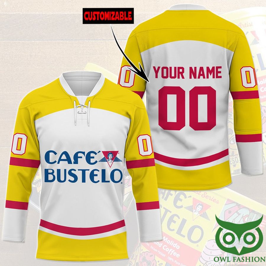34 Custom Name Number Cafe Bustelo Espresso Hockey Jersey