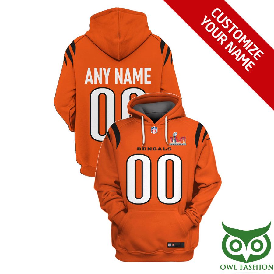 Custom Name Number NFL Cincinnati Bengals Orange with White Letters 3D Shirt
