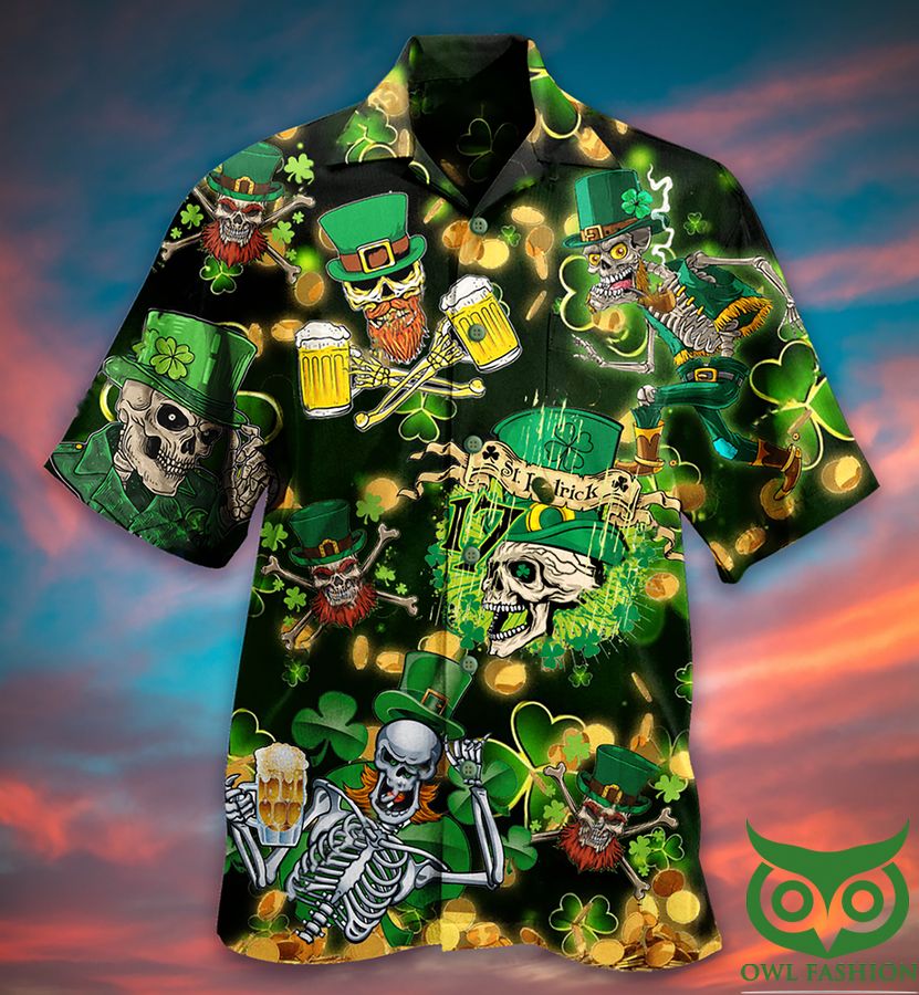 36 Saint Patrick Irish Skull Love Beer Limited Edition Hawaiian Shirt