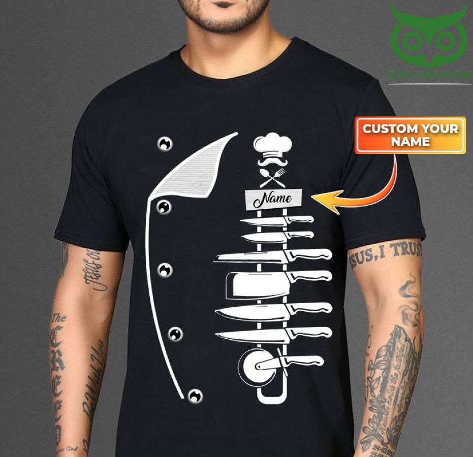 128 Chef costume knives Personalized Name black 3D Tshirt