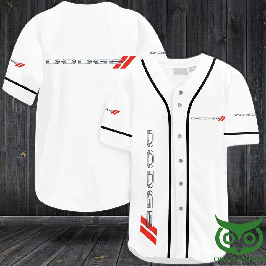 5 DODGE Black and White and Red Baseball Jersey Shirt
