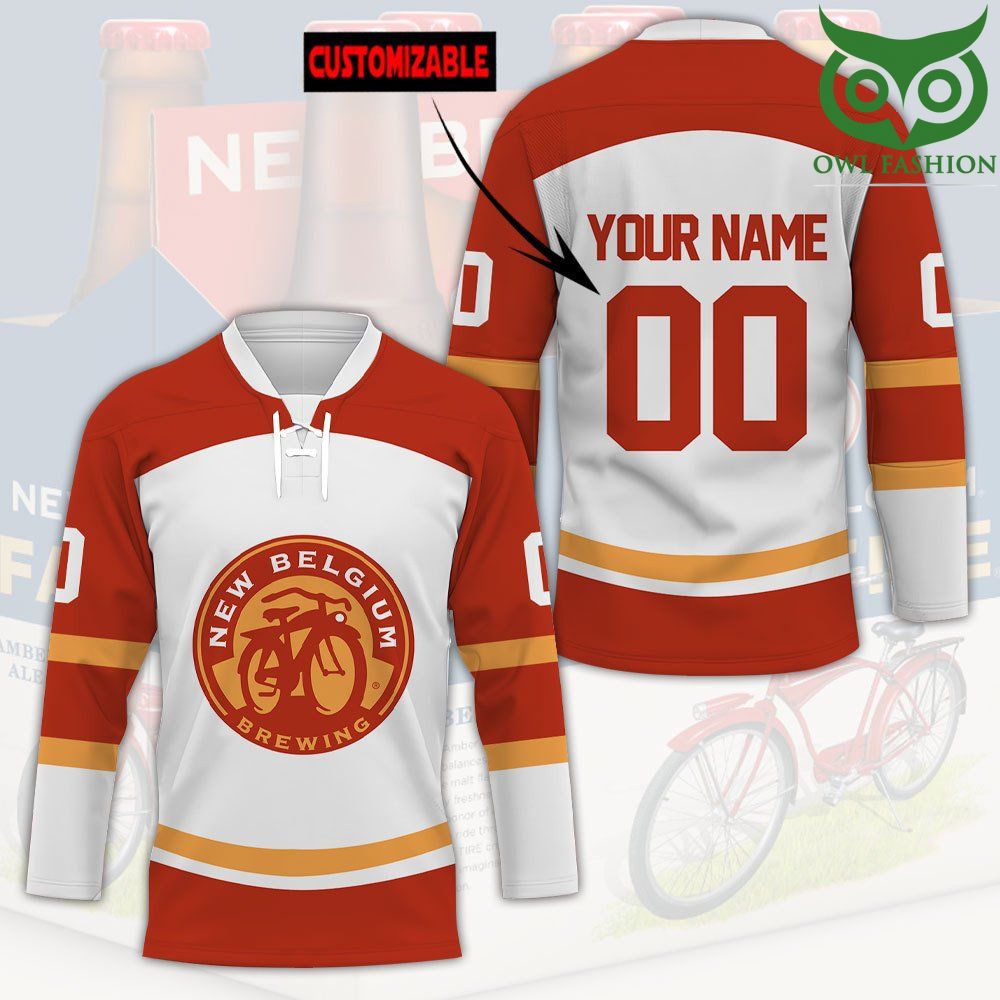 34 New Belgium Brewing Custom Name Number Hockey Jersey