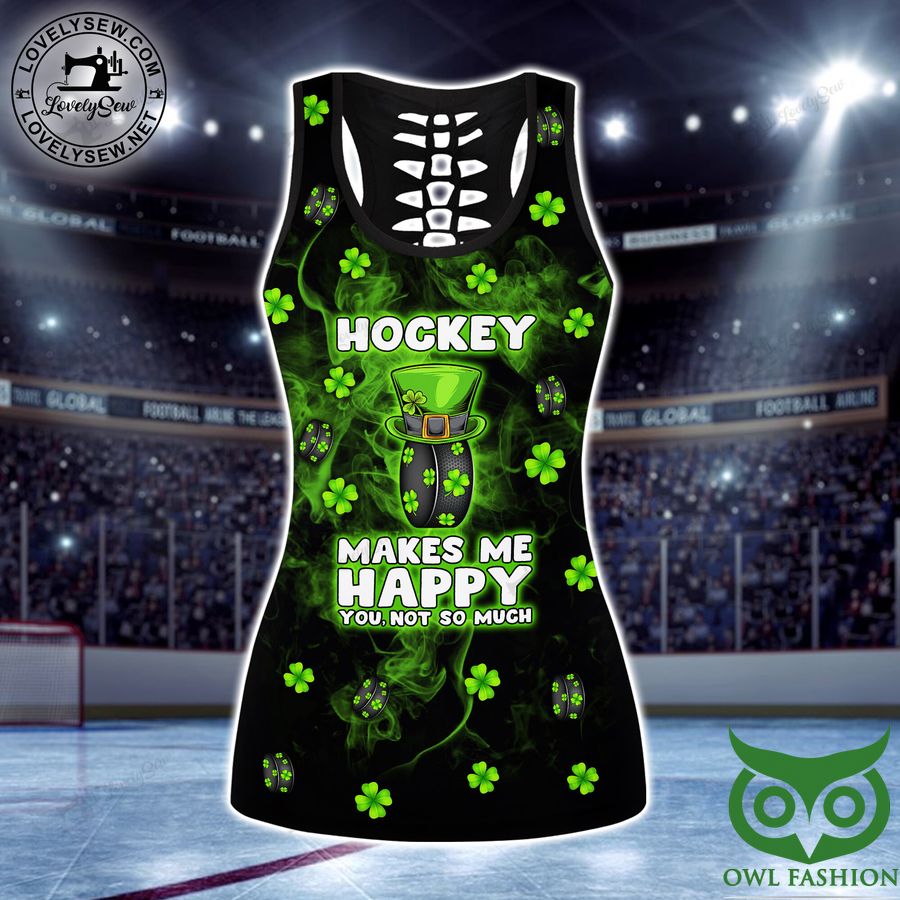 323 Hockey makes me happy Green Leggings and Hollow Tank Top