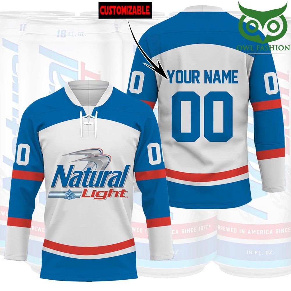 13 Natural Light Custom Name Number Hockey Jersey