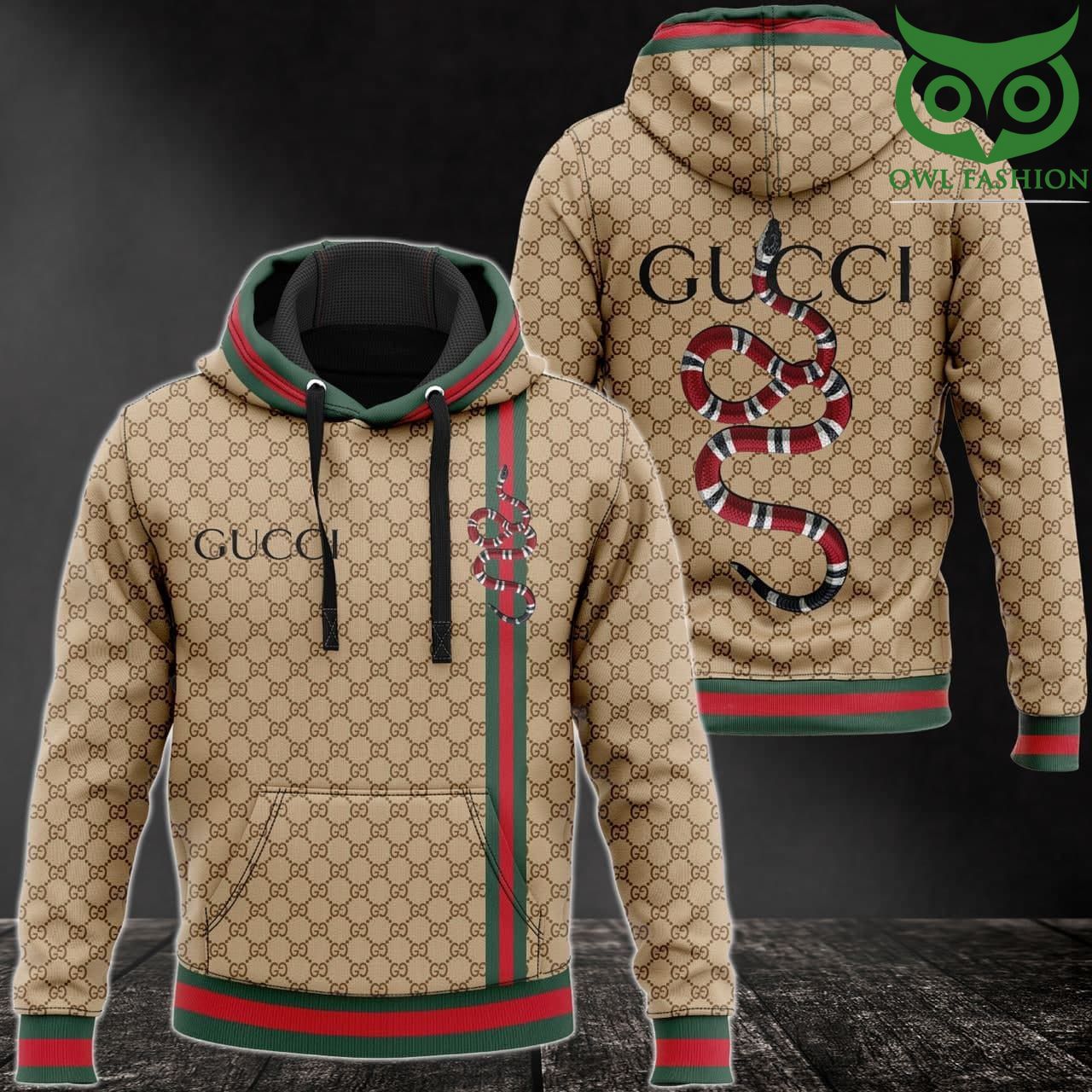 11 Gucci Red snake beige 3D Hoodie luxury