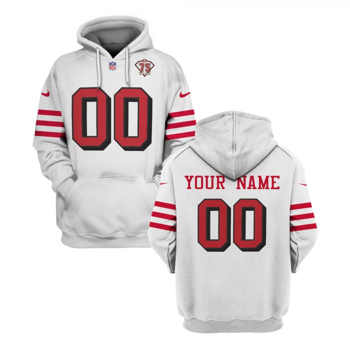 Custom Name NFL SAN FRANCISCO 49ERS white Hoodie and T-Shirt