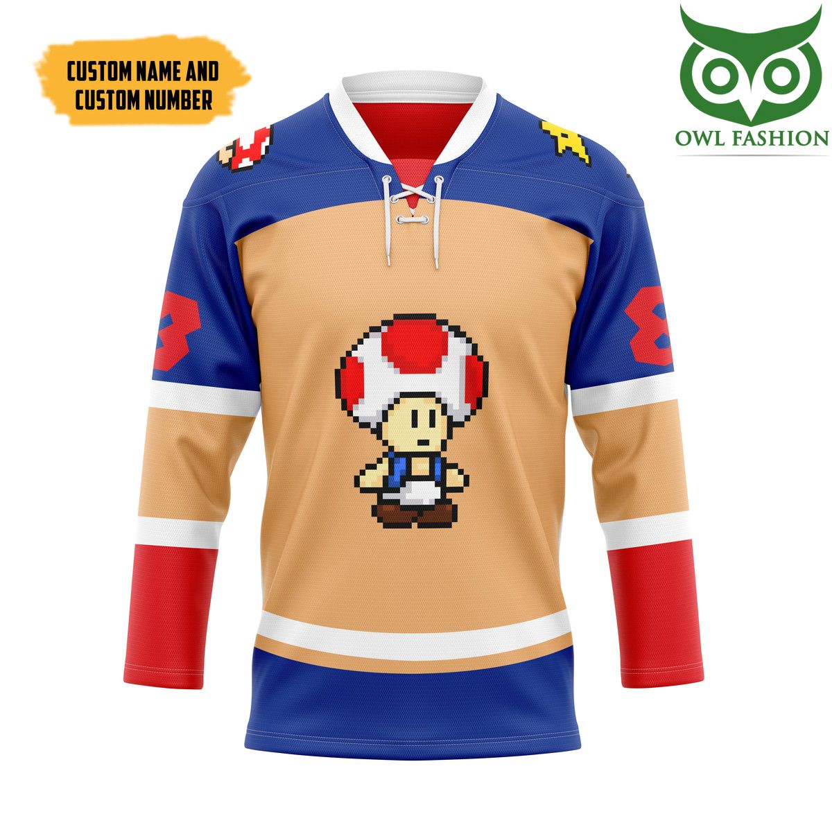 119 3D Toad Sports Custom Name Number Hockey Jersey
