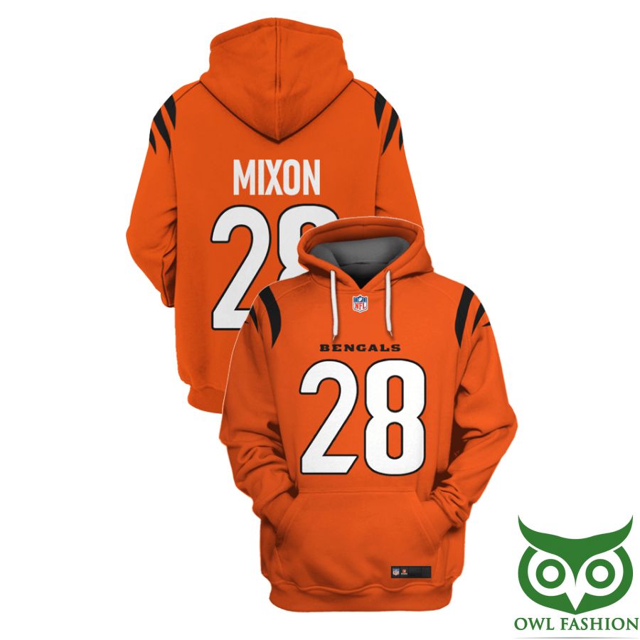 164 NFL Cincinnati Bengals Joe Mixon 28 Orange with Black scratches 3D Shirt
