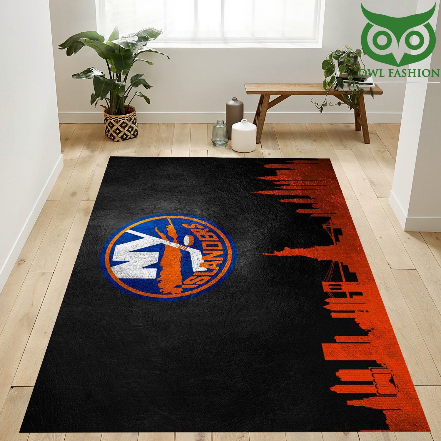 21 New York Islanders Skyline Nfl Team Logo Carpet Rug