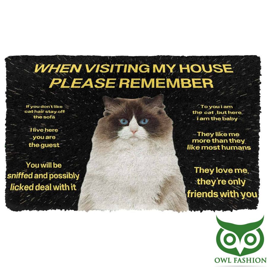 26 When Visiting My House Please Remember Rules with Cat Doormat