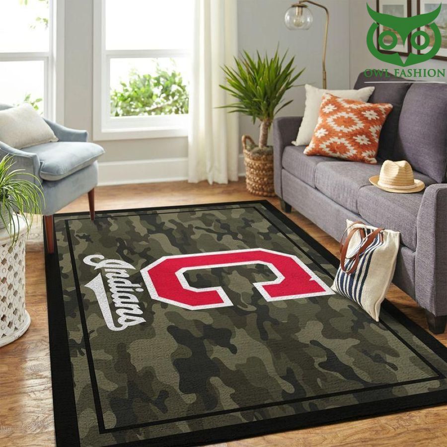 Cleveland Indians Mlb Team Logo Camo Style Carpet Rug