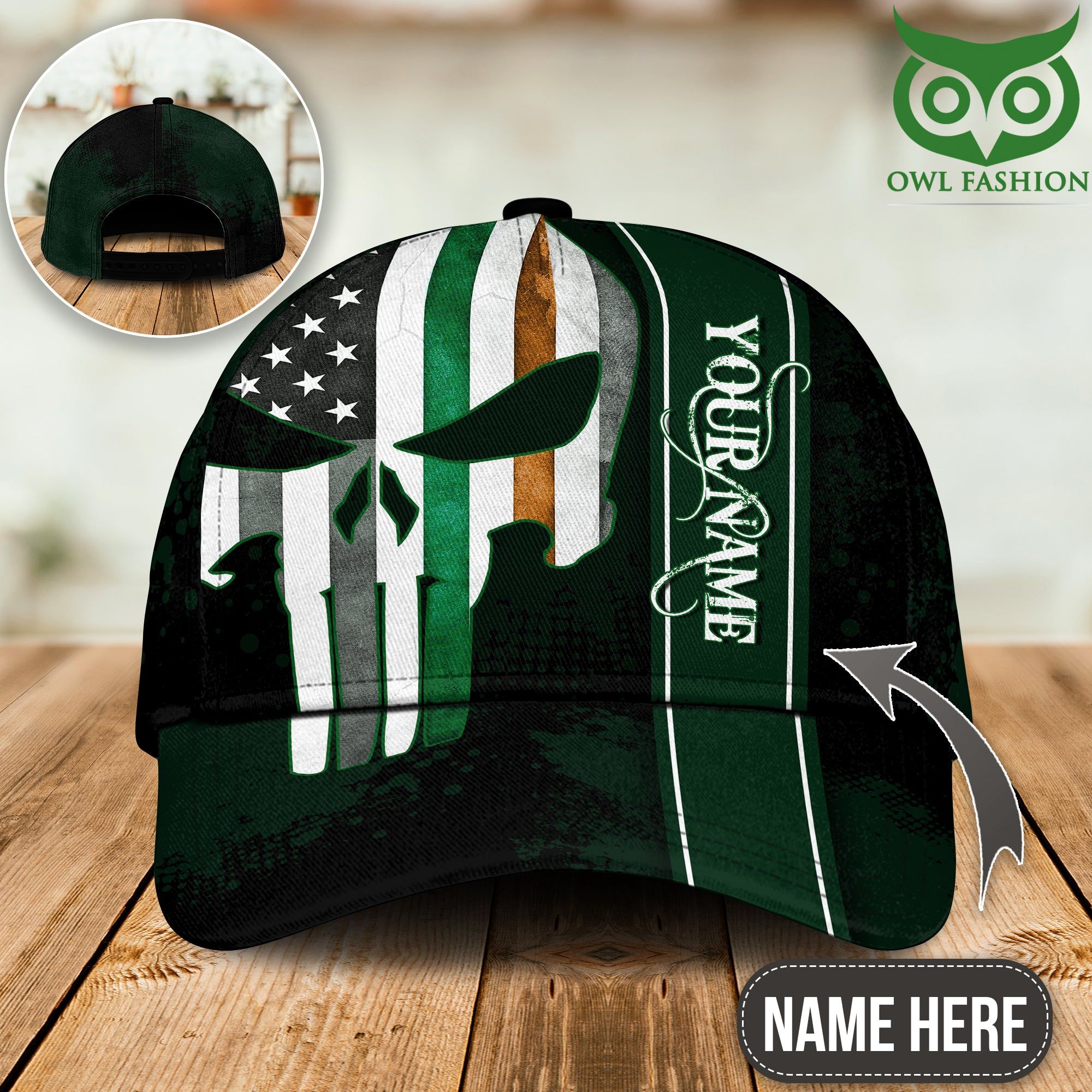 26 Irish skull green style personalized Classic cap