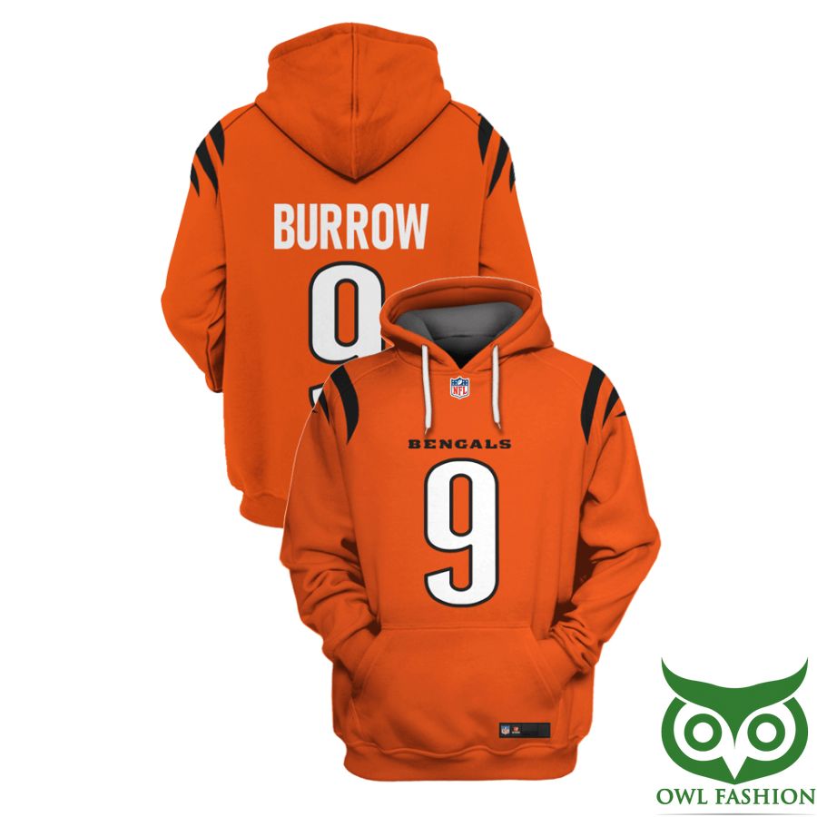 172 NFL Cincinnati Bengals Joe Burrow 9 Orange with Black scratches 3D Shirt