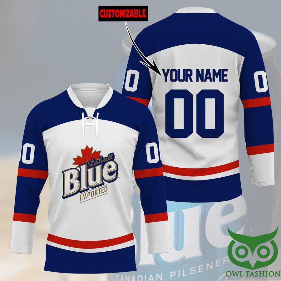 3 Labatt Blue Beer Custom Name Number Hockey Jersey