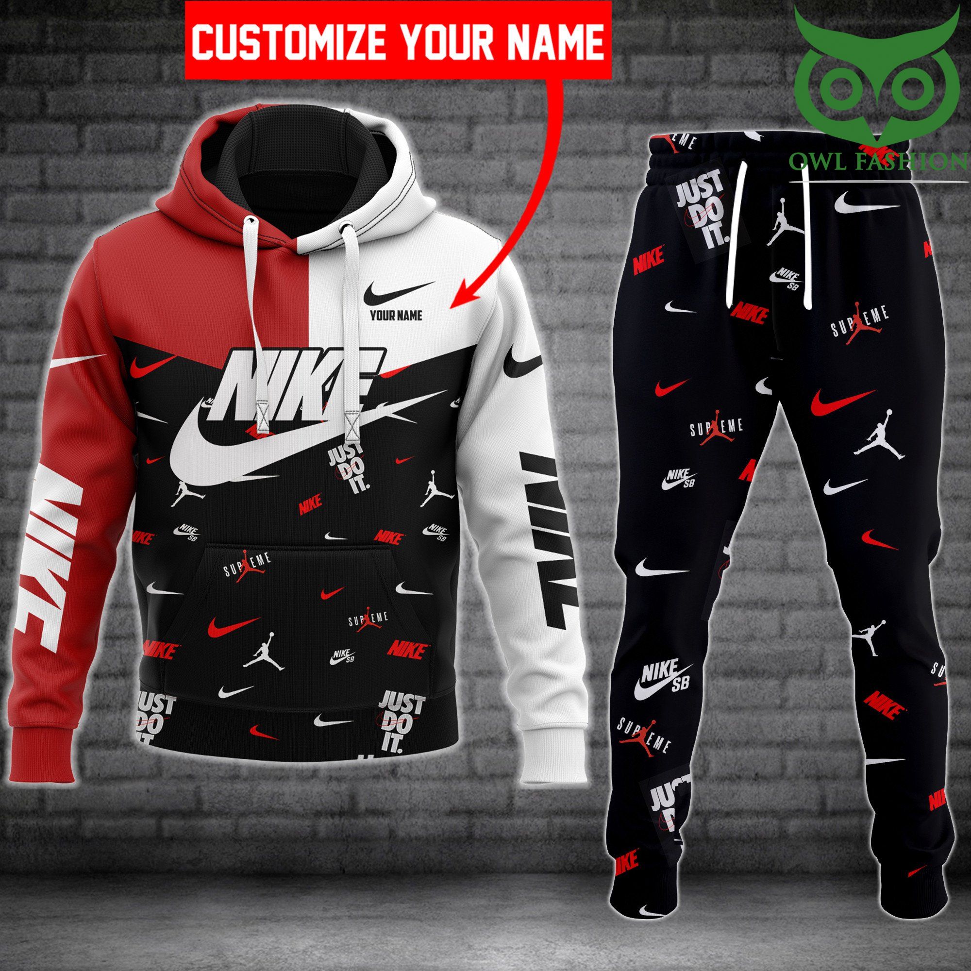 27 Nike Red Jordan personalized hoodies and sweatpants
