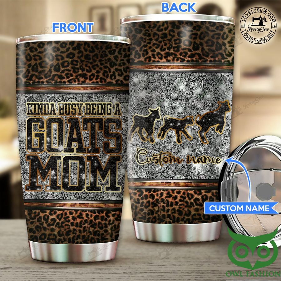 129 Custom Name Goats Mom Twinkle Brown Stainless Steel Tumbler